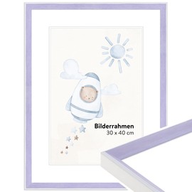 WANDStyle H080 Children's Room Picture Frame for Children's Drawings 15 x 20 cm Small Wooden Frame Purple Made in Germany