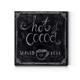 Renditions Gallery Hot Cocoa Served Here Wall Art, Cute Christmas Winter Artwork, Black & White Chalkboard Look, Premium Gallery Wrapped Canvas Decor, Ready to Hang, 16 in H x 16 in W, Made in America