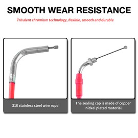 NIBBI Throttle Cable,71" Go Kart Throttle Cable,Universal Motorcycle Throttle Cable for Minibike Yamaha TaoTao Kymco SYM GY6 Scooter 125 150 Moped(RED)
