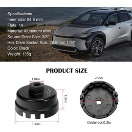 3mirrors Oil Filter Removal Tool 64mm Oil Filter Wrench Compatible with Toyota Lexus Toyota Lexus Scion Corolla Matrix Prius Prius CT200h