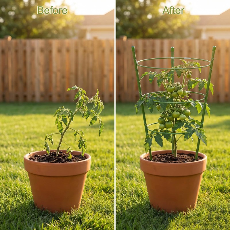 4 Pack Garden Tomato Cage for Pots, 18" Metal Tomatoes