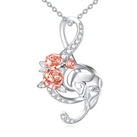 VENACOLY Music Note Necklace 925 Sterling Silver Phantom of the Opera Chain Phantom of the Opera Mask Pendant Jewellery Gifts for Women Ladies Broadway Musical Fans Gifts, Sterling Silver, Zirconia