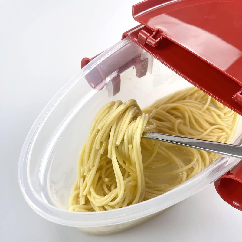 Microwave Pasta Boat with Strainer Pasta Cooker for Pasta, Rice,