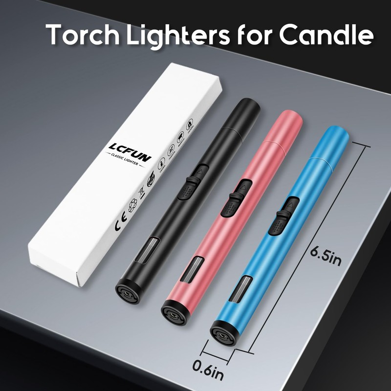 LcFun 2 Pack Torch Lighters Refillable Butane Lighter with Visible