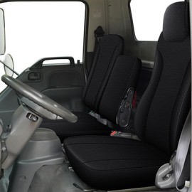 IKABEVEM Custom Fit Seat Covers for Isuzu NPR 1995-2005 40/60 Split Bench Faux Leather Car Seats Covers Black