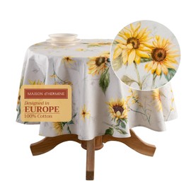 Maison d' Hermine 100% Cotton 63" Diameter Easter Tablecloth Round Table Cloths Table Cover for Dining Tabletop, Parties Indoor Use & Picnic Party - Spring/Summer - Candice