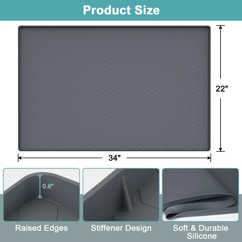 Mecheer Under Sink Mats for Kitchen Waterproof, Silicone Under Kitchen
