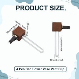 CRAFTYMELODY 4Pcs Car Flower Vase Vent Clip Plant Holder Iron Plastic Car Air Vent Clips with Wood Base and Glass Bottle Mini Glass Propagation Vase Universal for Auto Interior Decor Accessories