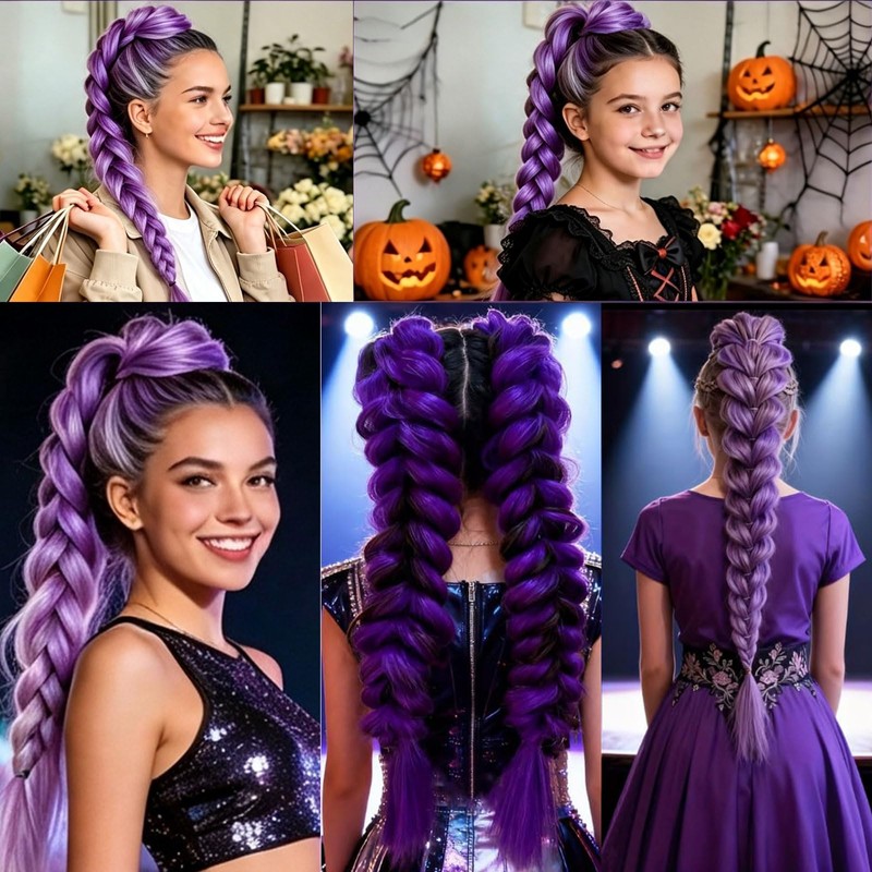 Purple Braiding Ponytail Hair Extension, 26In