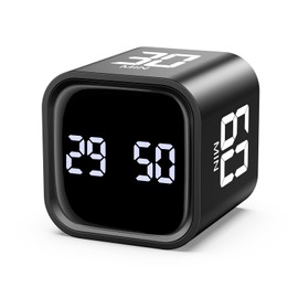 AMIR Cube digital timer - Multi Rotation Visual Timer with 5/10/30/60 Min & Custom Kitchen Timer,Display Pause & Resume, Vibrate Countdown Productivity Timer for Adults Kids Working Cooking Studying