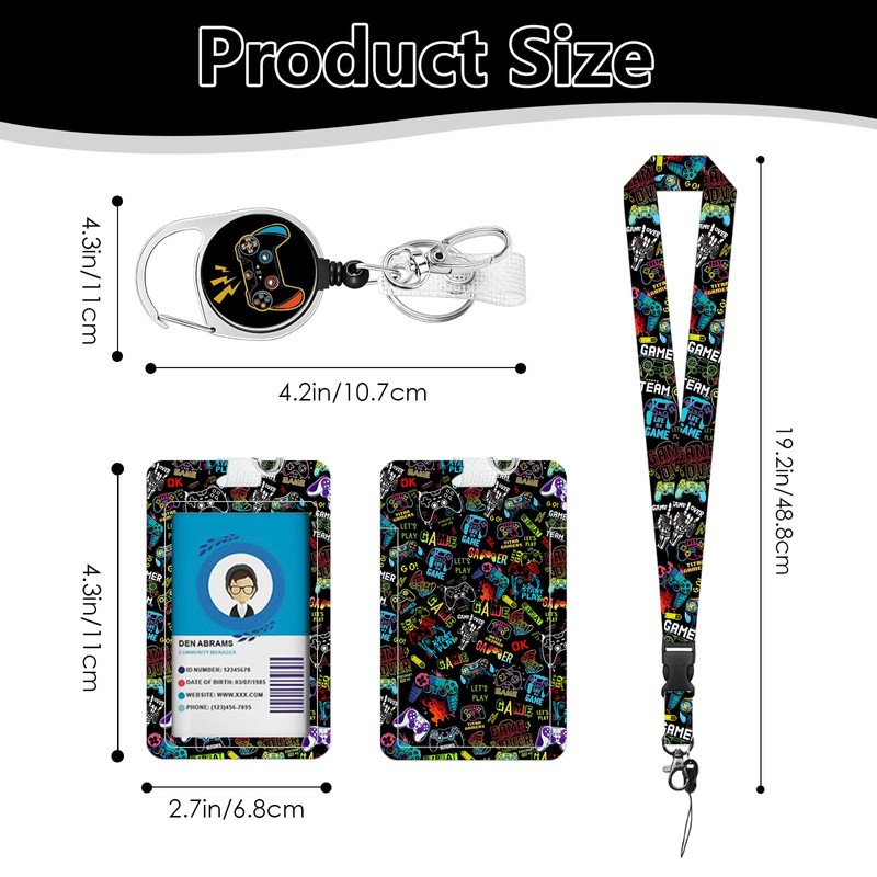 Gamepad Badge Holder with Boys Lanyard, Game ID Badge Holder