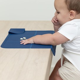 Bella Tunno Wonder Mat – Toddler and Baby Placemats, BPA Free Silicone Placemat with Non-Slip and Corner Pocket Design for Folding and Storing, Baby Must Haves (Midnight)