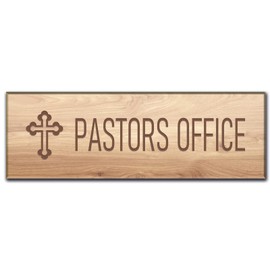 9x3 Inch Pastors Office Sign Wood Graining - Self-stick Door Wall Sign for Offices Businesses House Home