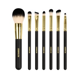 Cosmopolitan Makeup Brushes, Make Up Brush Set of 7, Eyeshadow Brushes, Bronzer Brush, Contour Brush, Blusher Brush, Powder Brush, Blending Brush, Travel or Gift Set, Silky Soft Bristles, Black & Gold