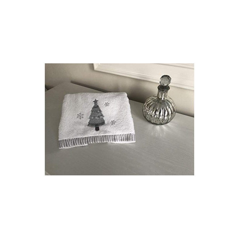 SHL Christmas Tree 100% Cotton Embroidered Christmas Hand Towel 46