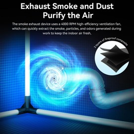 Laser Engraver Integrated Enclosure with LED Light, Fireproof and Dustproof Protective Cover 28.3 * 28.3 * 15.7, Exhaust Fan 4000RPM and Pipe, Against Smoke Odor and Noise Eye Protection