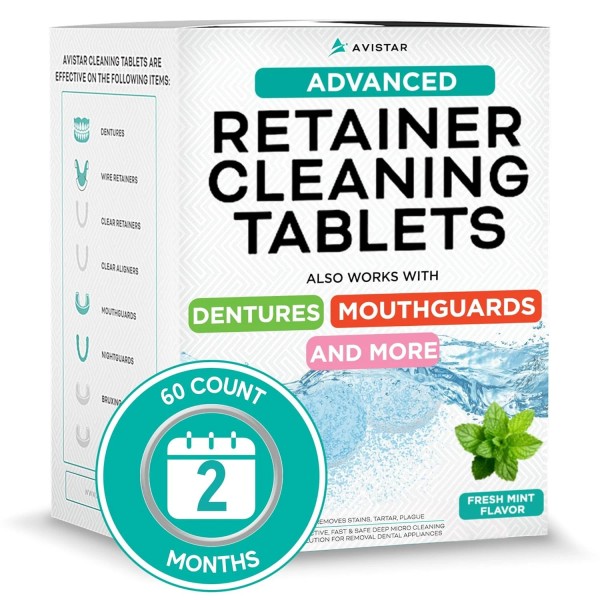 Avistar Retainer & Mouth Guard Cleaner Tablets - Mint Flavor
