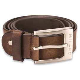 Milano Mens Full Grain Leather Belt - 1.25" (30mm) - Black and Brown # ML-2910 - Brown, XXL
