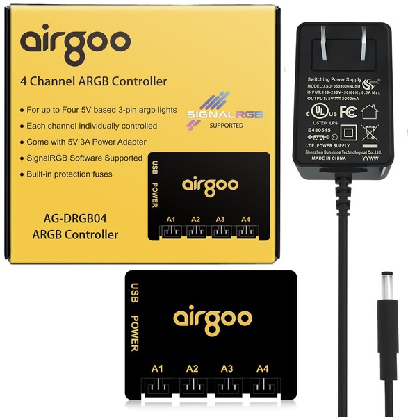 airgoo 4-Port Signal RGB Controller Hub - DC 5V Powered