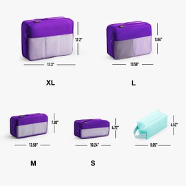 Compression Packing Cubes for Travel Essentials, Luggage Organizers for Carry on Suitcases, Space Saving Storage Bags (05-Bright Purple)