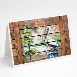 Caroline's Treasures Summer by the Lake White Pelican Greeting Cards Pack of 8 Blank Cards with Envelopes Whimsical A7 Size 5x7 Blank Note Cards