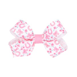 Wee Ones Girls' Western Cowgirl Boots and Bows Printed Grosgrain Hair Bow, Handmade, Rose, Mini