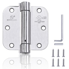 Self Closing Hinge 3 ½"x 3 ½" Satin Nickel Auto Close Hardware Hinge Adjustable 3 1/2 Inch Spring Hinges Door Closer Hinge 5/8" Radius Corner for Commercial Grade Auto Self-Closing UL Listed, 3 Pieces