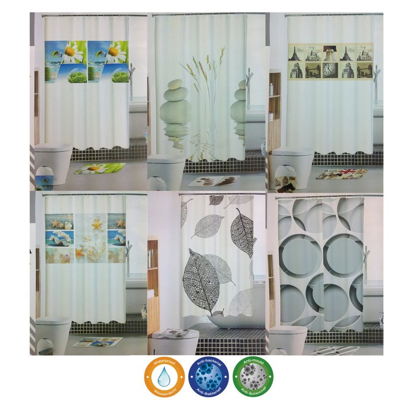 GMMH Waterproof Anti Mildew Shower Curtain Bath Curtain with 12