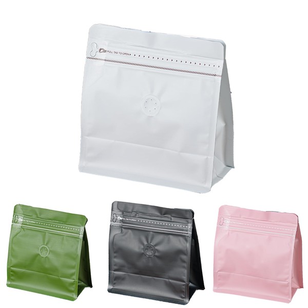 Roppolo 50 Pcs 0.5lb White Sqaure Coffee Bean Bags with