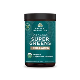 Ancient Nutrition Supergreens Powder, Organic Superfood Powder with Collagen, Made from Real Fruits, Vegetables and Herbs, for Digestive and Energy Support, 25 Servings, 7.5oz