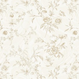 Ismoon Peel and Stick Wallpaper Floral Vintage Stick on Wall Paper Beige French Textured Contact Paper for Cabinet Removable Self Adhesive Wallpaper Vinyl Roll Shelf Deco, 17.3x78.7in