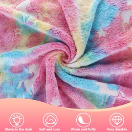 HZVRTN Unicorn Blanket, Cuddly Blanket, Children's Cuddly Blanket Glow in the Dark, Unicorn Gift for Girls, Pink, Soft and Warm Blanket, Bed Couch Sofa Fluffy Blanket (130 x 150 cm, Unicorn B)