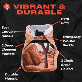 GNARLY DOOD Joshua Tree Rock Climbing Chalk Bucket | for Bouldering Gym & Outdoor Use | Durable Velcro Closure, 2 Zippered Pockets, Easy-Carry Handle