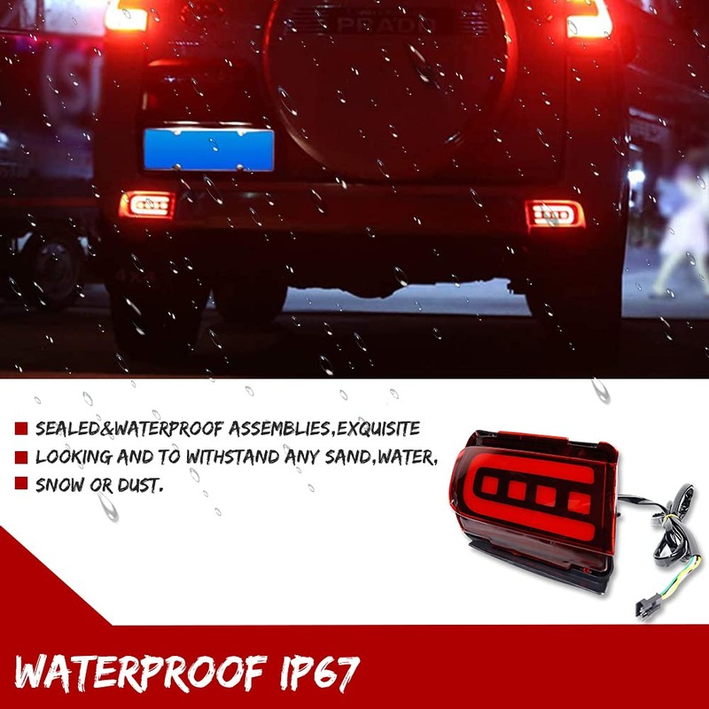 GTINTHEBOX 3D Optic Red LED Rear Bumper Reflectors Brake Tail