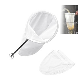 3 Pack Medium Ultra Fine Mesh Strainer Bag, Reusable Zipper Filter Bag with Stainless Steel Handle Frame, Cheese Cloth Strainers for Tea Coffee Milk Juices Yogurt(Medium)