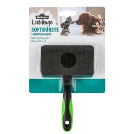 Dehner Dog and Cat Grooming Soft Brush Self Cleaning Removes Loose Hair and Undercoat Plastic