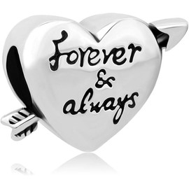 CharmSStory Forever and Always Arrow Through a Heart Charm Beads For European Bracelet - Style: Forever and Always