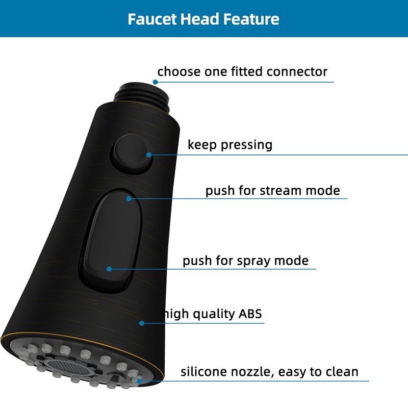Hygie Rinse Kitchen Faucet Head Replacement, Pull Down Kitchen Faucet