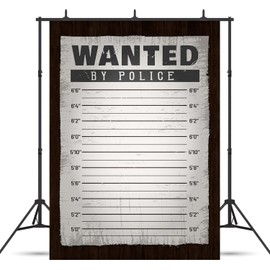PHMOJEN Police Lineup Backdrop Height Chart Mugshot Suspect Wall Photography Background Vinyl 5x7ft Wanted by Police Murder Mystery Party Background Photo Shoot Props BJLSPH1830#2