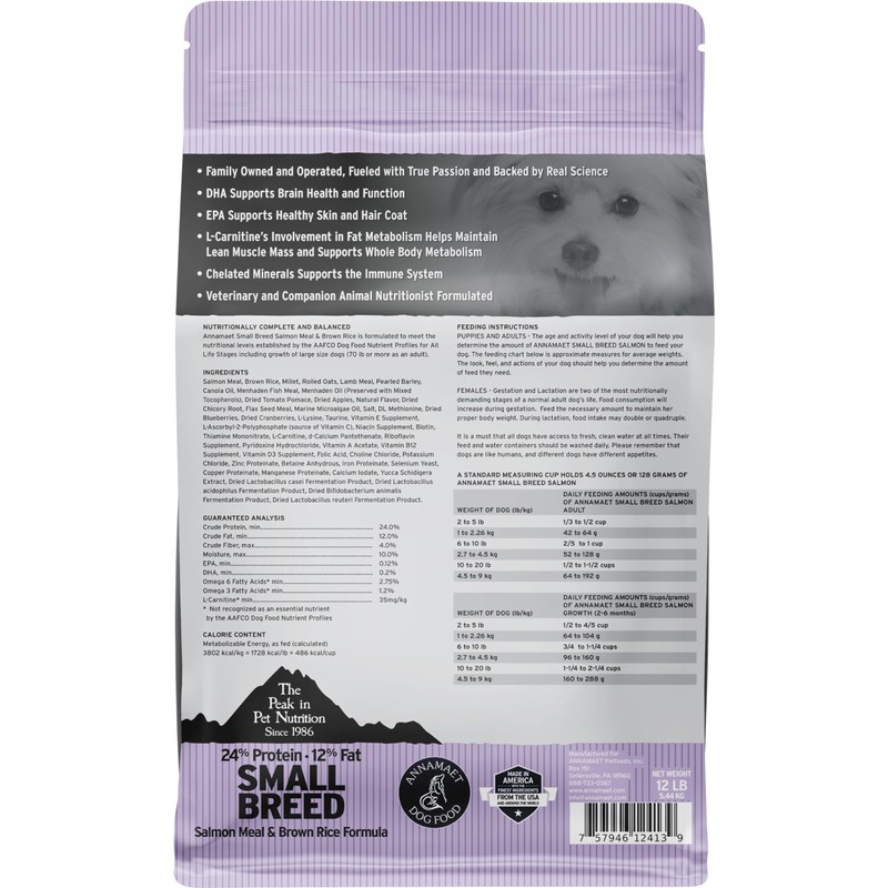 Annamaet Original Small Breed Salmon Formula Dry Dog Food, (Salmon
