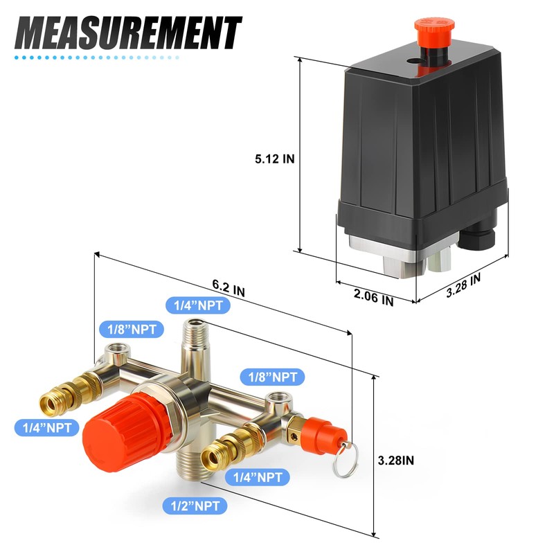 MEANLIN MEASURE Air Compressor Pressure Switch Control Valve 90-120 PSI