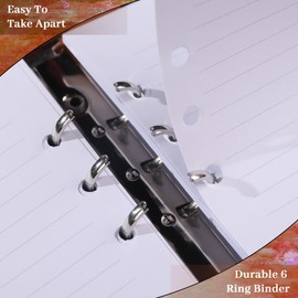 TIEFOSSI A5 Ring Binder with 6 Rings Diary for Women and Men, Hardcover Notebook Made of PU Leather, Vintage Tree Notebooks, College Ruling for School, Work, Travel & Organization