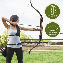 Samick Sage Archery Takedown Recurve Bow 62 inch - Bows for Teens to Adults - Beginners to Advanced, for Hunting & Target Practice, 30LB Draw Weight Left Handed