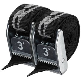 NRS 1" Heavy Duty Tie Down Strap | 2 Pack Stealth Black 3ft | Cargo Roof Rack Strap for Vehicle, Trailer, Kayak, Moving | 500 lbs. Working Load | 1,500 lbs Breaking Strength