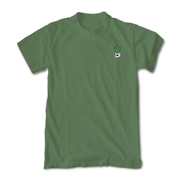 Riot Society Cactus Skull Embroidered Mens T-Shirt - Military Green,