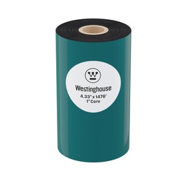 Westinghouse Thermal Transfer Ribbon, 4.33" x 1476', 1" Core, Compatible with Zebra ZT410, ZT420, ZT610, ZM400, Premium Wax Resin Enhanced Ink Side Out Wax Ribbon for Thermal Printers, Black, 1 Roll