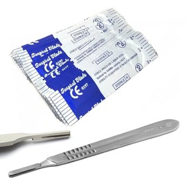 MuskalMed 50 Piece Scalpel Sterile Blades #23 with 1 Free Scalpel Handles #4