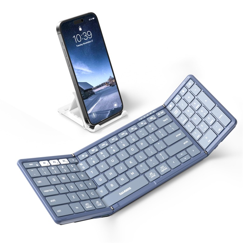 Samsers - Teclado Bluetooth plegable con teclado numérico, plegable completo