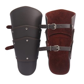 GelConnie Medieval Bracers Leather Gauntlet Wristband Brown Arm Bracers Leather Armor Guards Faux Leather Bracers Cospoly Wrist Guards for Men Women
