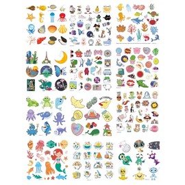 VERKSTAD12 Sheets Temporary Tattoos for Kids, 180+ Mixed Styles Waterproof Realistic Fake Tattoos Stickers Set for Girls and Boys, Marine Life Tattoos for Kids Birthday Party Christmas Gifts
